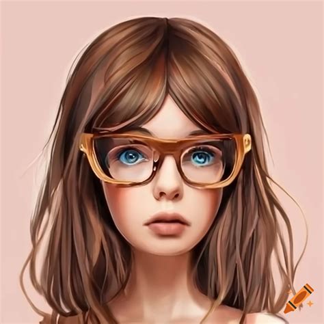 girl with brown hair and glasses|Brown Hair Woman Glasses royalty